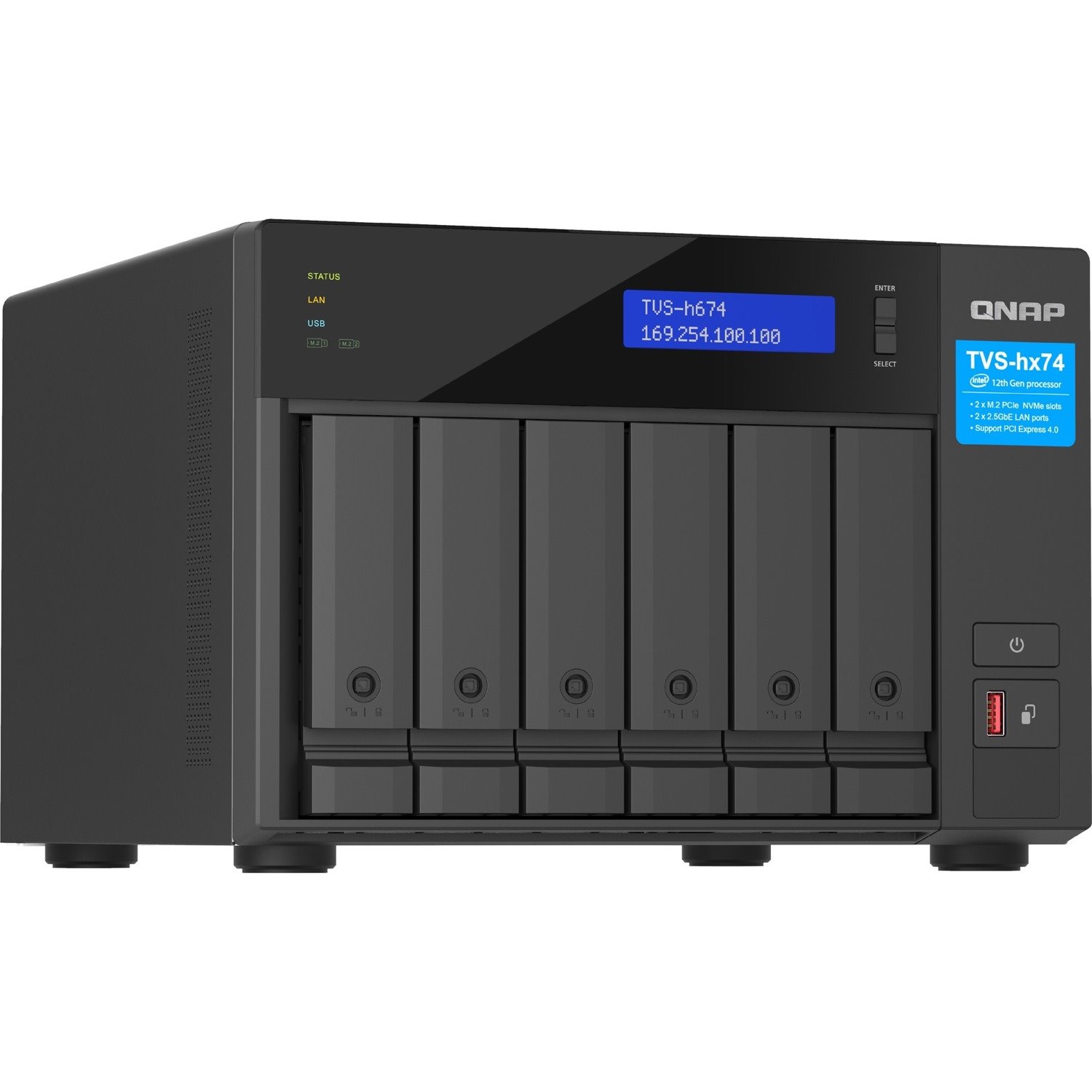 QNAP TVS-h674-i5-32G 6 x Total Bays SAN/NAS Storage System - 5 GB Flash Memory Capacity - Intel Core i5 i5-12400 Hexa-core (6 Core) 2.50 GHz - 32 GB RAM - DDR4 SDRAM Tower