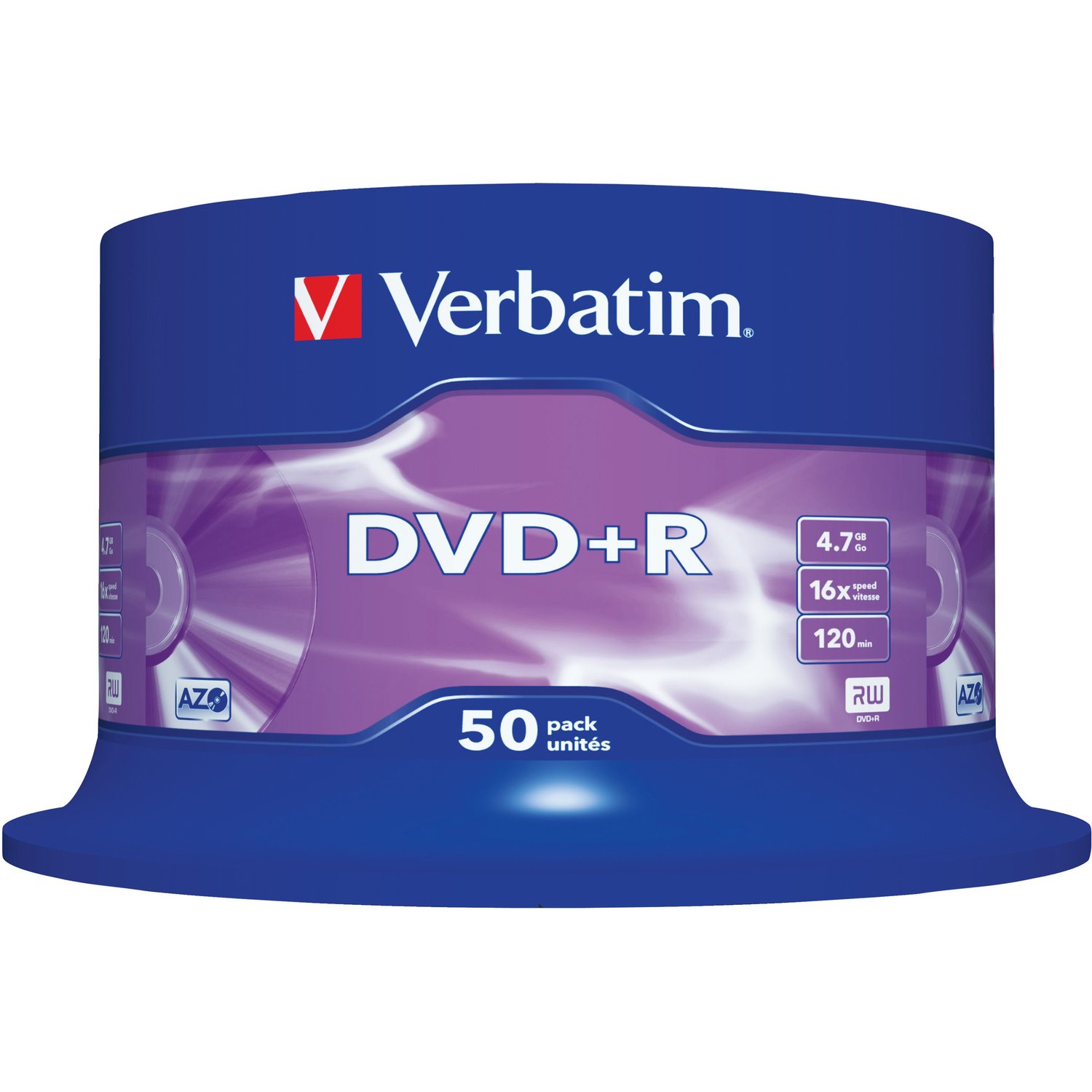 Verbatim 43550 DVD Recordable Media - DVD+R - 16x - 4.70 GB - 50 Pack Spindle