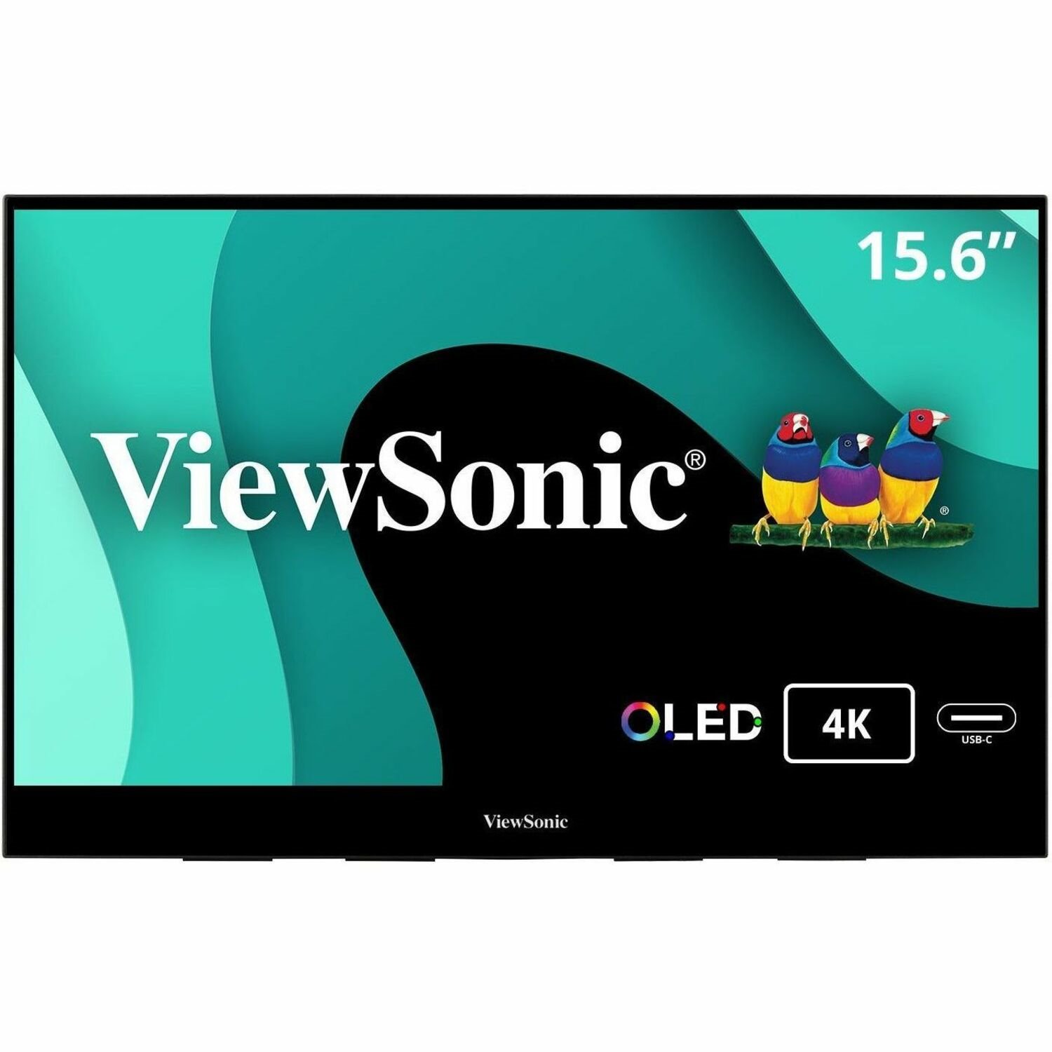 ViewSonic VX1655-4K-OLED 15.6 Inch 4K UHD Portable OLED Monitor with 2 Way Powered 60W USB C, Mini HDMI, Dual Speakers, and Built-in Stand with Magnetic Cover