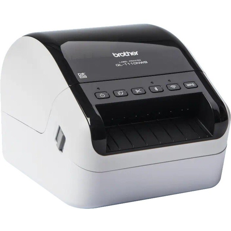 Brother QL-1110NWBC Desktop Direct Thermal Printer - Monochrome - Label Print - Ethernet - USB - Bluetooth - White, Glossy Black