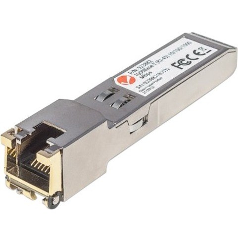 Intellinet Gigabit RJ45 Copper SFP Optical Transceiver Module, 1000Base-T (RJ-45) port, 100m, Equivalent to Cisco GLC-T, Three Year Warranty