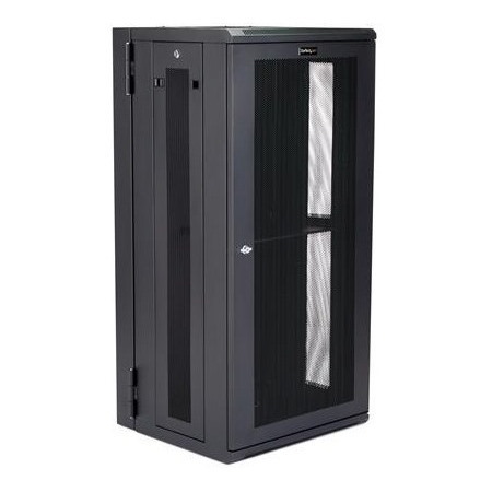 StarTech.com 4-Post 26U Wall Mount Network Cabinet, 19" Hinged Wall-Mounted Server Rack for Data / IT Equipment, Lockable Rack Enclosure