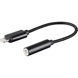 Monoprice MFi Certified Lightning to 3.5mm Audio Adapter, Nylon Braid, Black