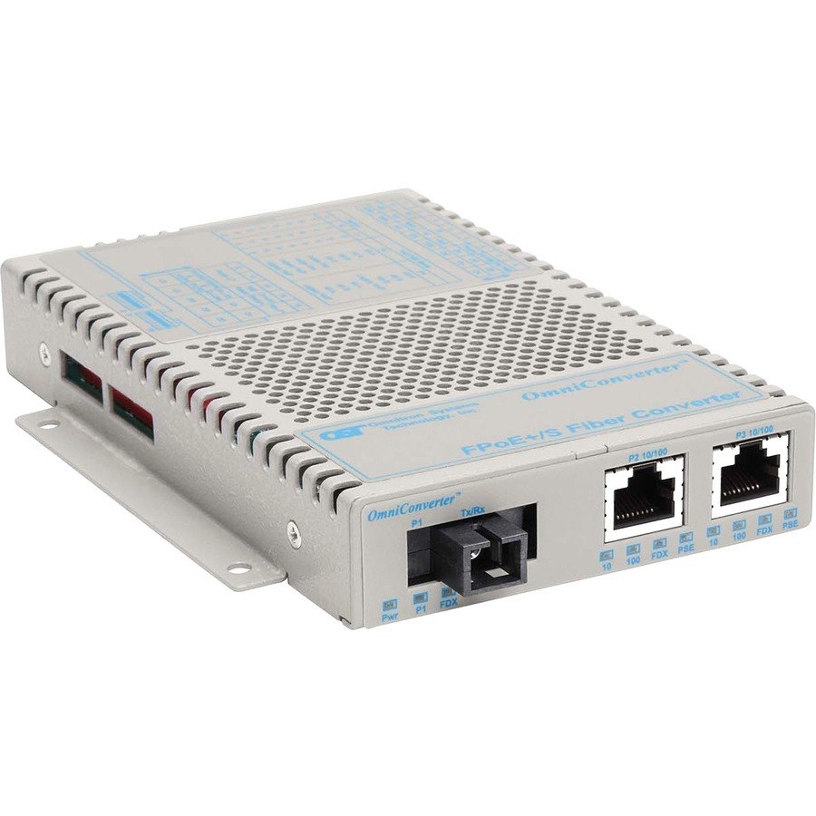 OmniConverter 10/100 PoE+ Ethernet Single-Fiber Media Converter Switch RJ45 SC Single-Mode BiDi 20km