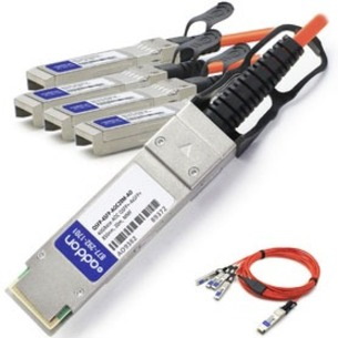 AddOn MSA and TAA Compliant 40GBase-AOC QSFP+ to 4xSFP+ Direct Attach Cable (850nm, MMF, 20m)