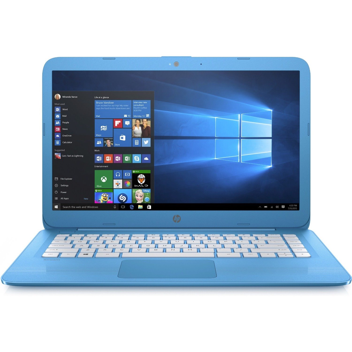 HP Stream 14-cb100 14-cb102ca 14" Notebook - Intel Celeron N4000 - 4 GB - 64 GB Flash Memory - Aqua Blue