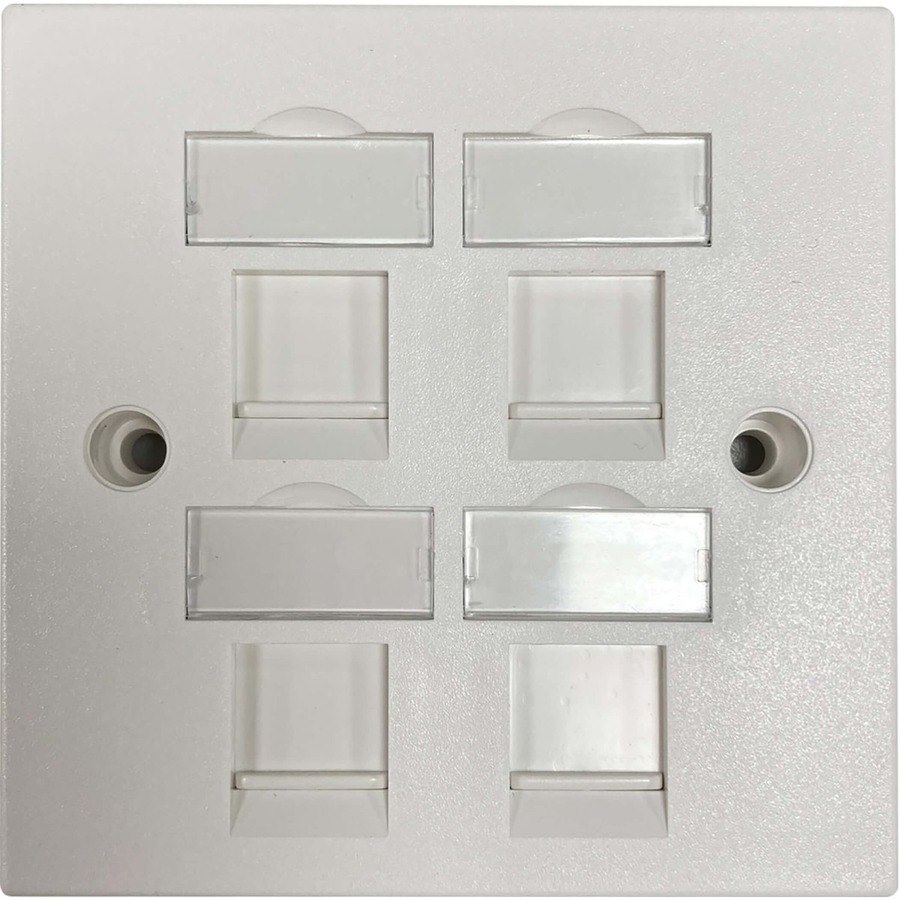 Eaton Tripp Lite Series 4-Port UK-Style Keystone Wall Plate, Unloaded Shuttered Module, White, TAA