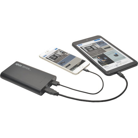 Tripp Lite by Eaton Portable Charger - 2x USB-A, 12,000mAh Power Bank, Lithium-Ion, LED Flashlight, Black