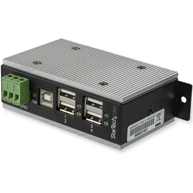 StarTech.com 4 Port USB 2.0 Hub - Metal Industrial USB Hub (USB-A to 4x USB-A) - Mountable, ESD/Surge Protection - Extended Operating Temp