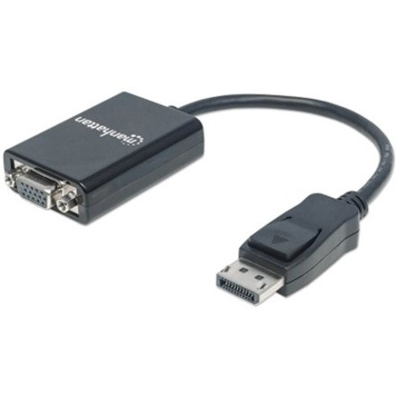 Manhattan DisplayPort to VGA HD15 Converter Cable, 15cm, Male to Female, Active, DP2VGA2, DP With Latch, Black, Lifetime Warranty, Polybag