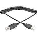Eaton Tripp Lite Series USB 2.0 A to B Coiled Cable (M/M), 6 ft. (1.83 m)