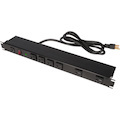 Rack Solutions 15A Horizontal Rackmount Power Strip with Surge Protection and 6 Rear Outlets (15ft Cord)