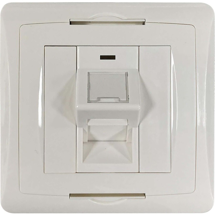 Eaton Tripp Lite Series 1-Port UK-Style Wall Plate, Unloaded Shuttered Angled Module, White, TAA