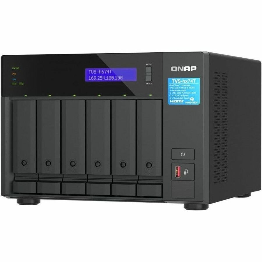 QNAP TVS-h674T-i5-32G 6 x Total Bays SAN/NAS Storage System - 5 GB Flash Memory Capacity - Intel Core i5 i5-12400 Hexa-core (6 Core) 2.50 GHz - 32 GB RAM - DDR4 SDRAM Tower