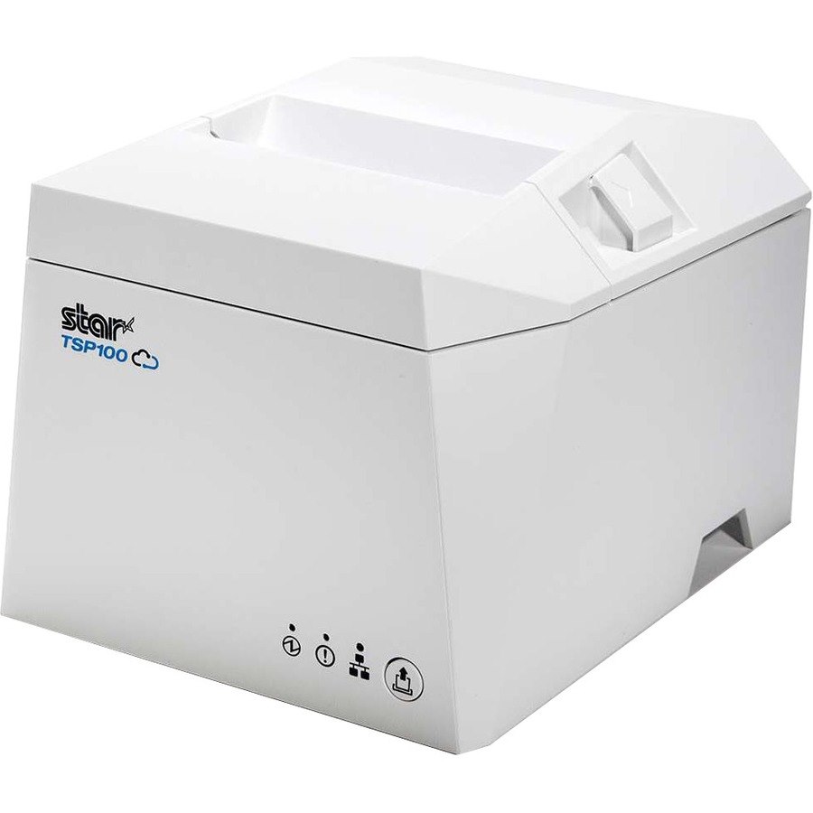 Star Micronics TSP143IVUW Thermal Receipt Printer - TSP100IV, Thermal, Cutter, WLAN, USB-C, Ethernet (LAN), CloudPRNT, White, Ethernet and USB Cable, Int PS