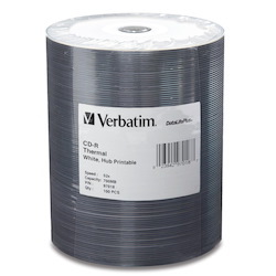 Verbatim CD-R 700MB 52X DataLifePlus White Thermal Printable, Hub Printable - 100pk Tape Wrap