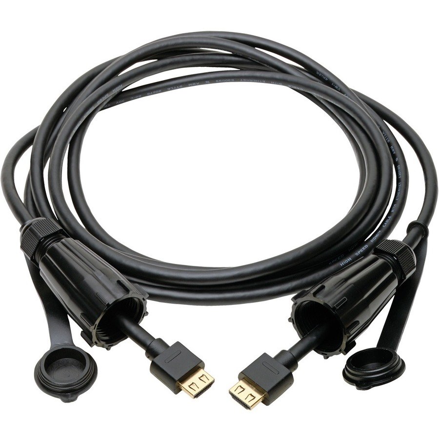 Eaton Tripp Lite Series High-Speed HDMI Cable (M/M) - 4K 60 Hz, HDR, Industrial, IP68, Hooded Connectors, Black, 12 ft.