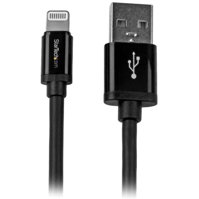 StarTech.com 2m (6ft) Long Black Apple&reg; 8-pin Lightning Connector to USB Cable for iPhone / iPod / iPad