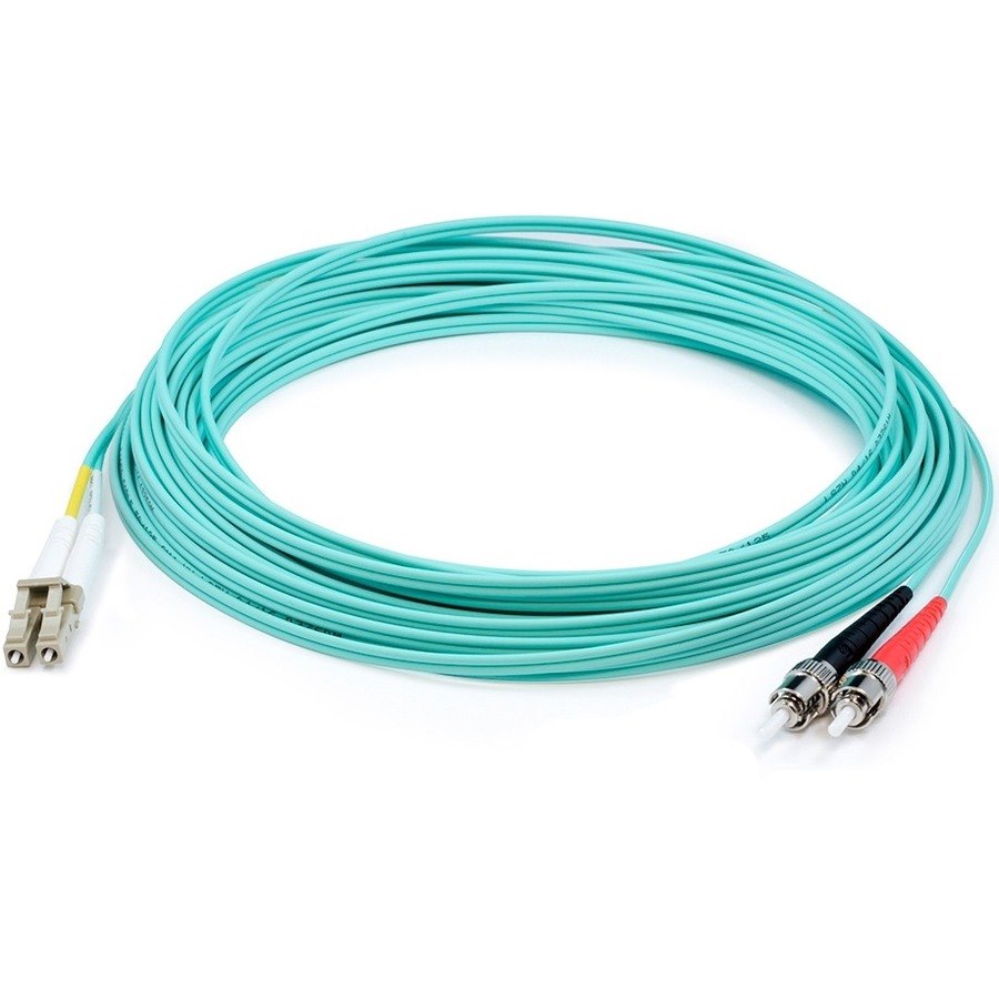 AddOn 25m LC (Male) to ST (Male) Aqua OM3 Duplex Fiber OFNR (Riser-Rated) Patch Cable