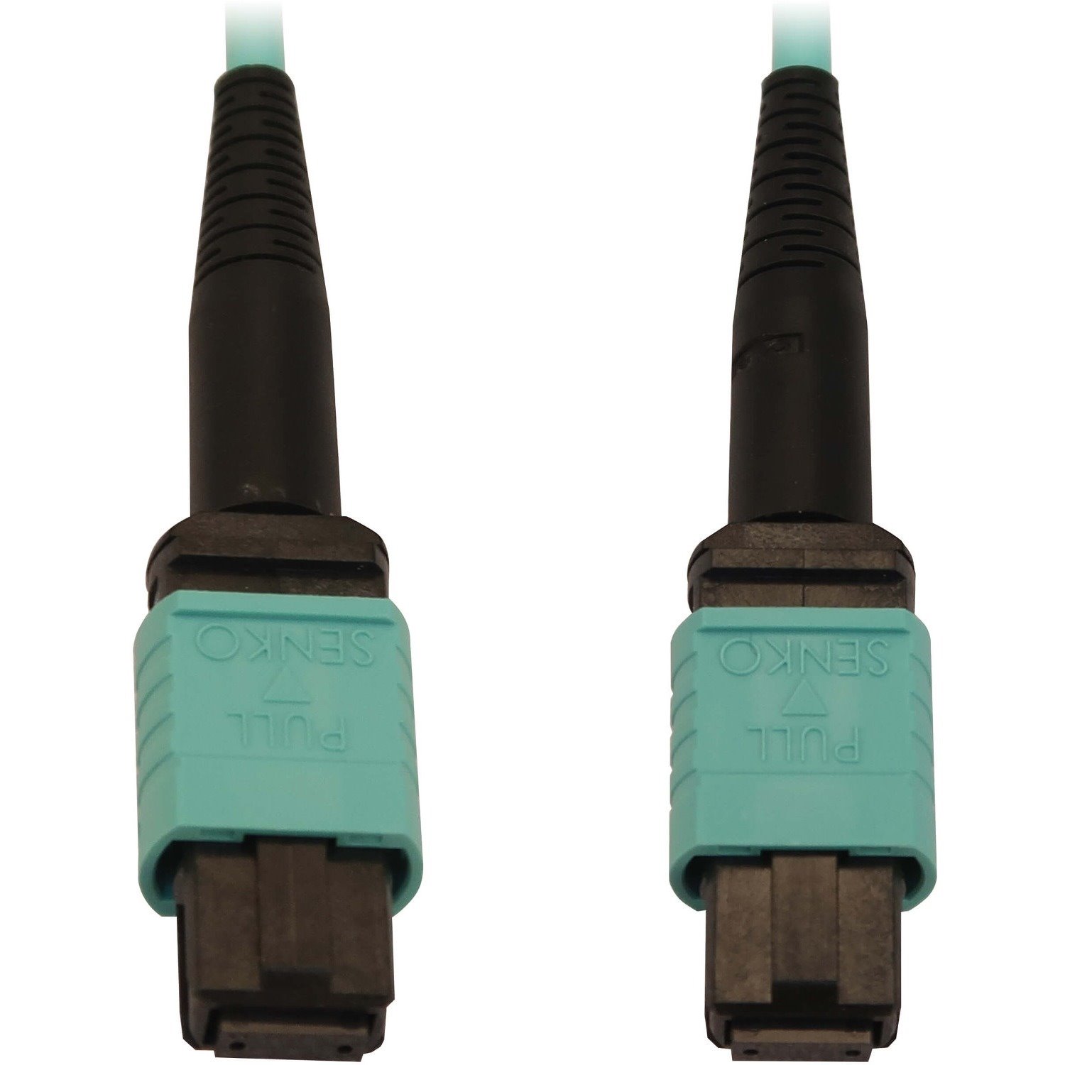 Eaton Tripp Lite Series 40/100/400G Multimode 50/125 OM3 Fiber Optic Cable (12F MTP/MPO-PC F/F), LSZH, Aqua, 2 m (6.6 ft.)