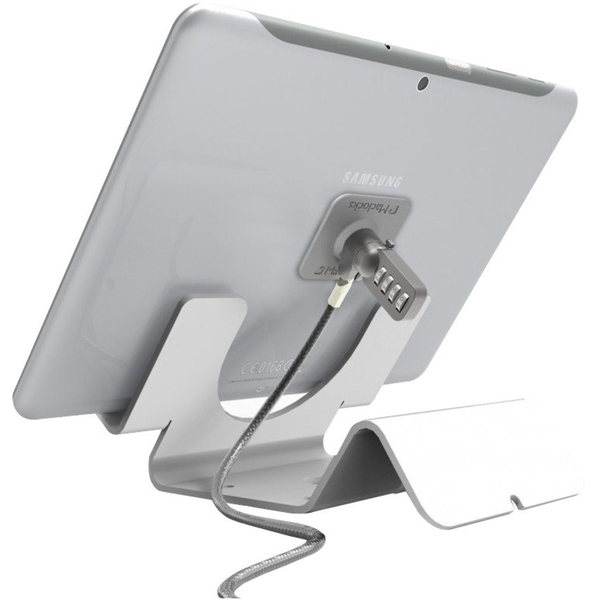 Universal Security Tablet Holder White - With Security Cable Lock and Plate