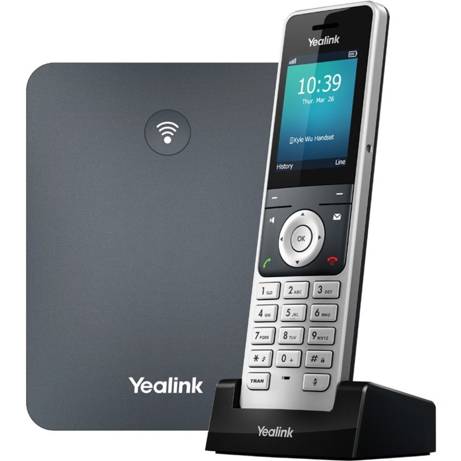 Yealink W76P IP Phone - Cordless - Corded - DECT - Wall Mountable, Desktop - Alabaster Silver, Classic Gray