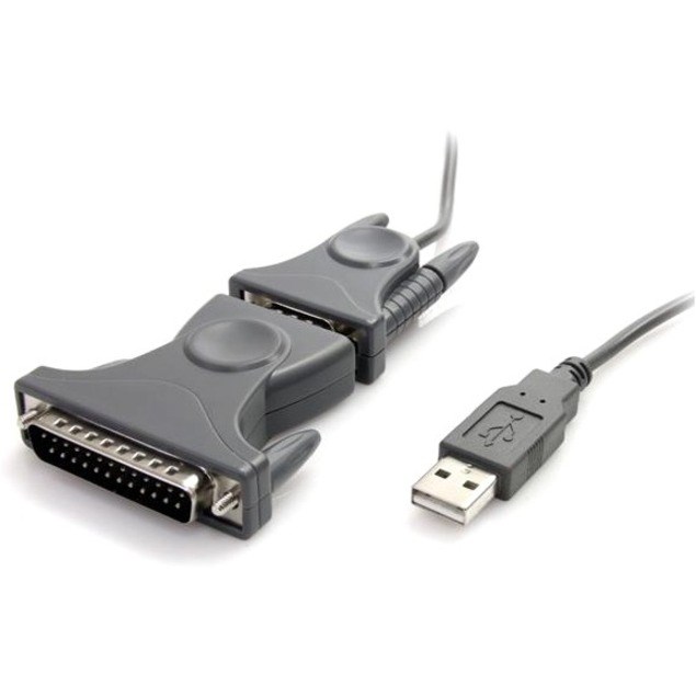 StarTech.com USB to Serial Adapter - 3 ft / 1m - with DB9 to DB25 Pin Adapter - Prolific PL-2303 - USB to RS232 Adapter Cable