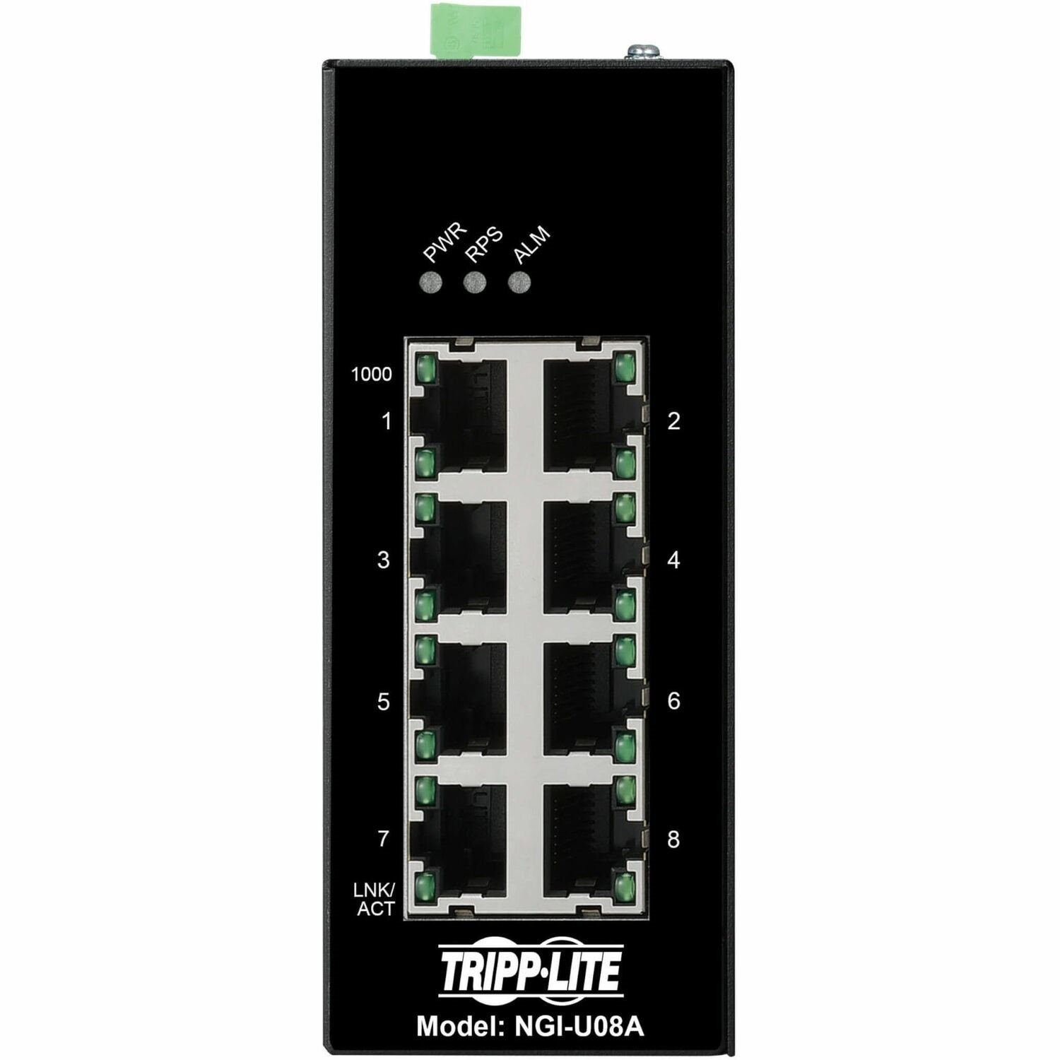 Tripp Lite by Eaton 8-Port Unmanaged Industrial Gigabit Ethernet Switch - 10/100/1000 Mbps, Ruggedized, -40Â&deg; to 75Â&deg;C, EIP QoS, DIN Mount - TAA Compliant