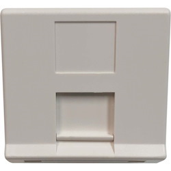 Tripp Lite by Eaton 1-Port European-Style Insert, Unloaded Shuttered Angled Module, Icon Tab, White