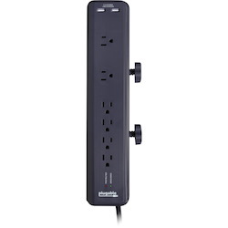 Plugable 6 AC Outlet Surge Protector with Clamp Mount for Workbench or Desk.