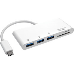 Tripp Lite by Eaton 3-Port USB-C Hub with Card Reader USB 3.x (5Gbps) Hub Ports and Card Reader Ports White