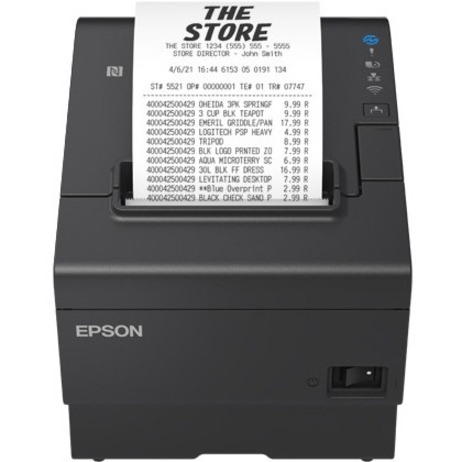 Epson TM-T88VII (132) Desktop Direct Thermal Printer - Monochrome - Receipt Print - Fast Ethernet - USB - USB Host - EU - With Cutter - Black