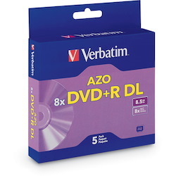 Verbatim DVD+R DL 8.5GB 8X with Branded Surface - 5pk Jewel Case Box