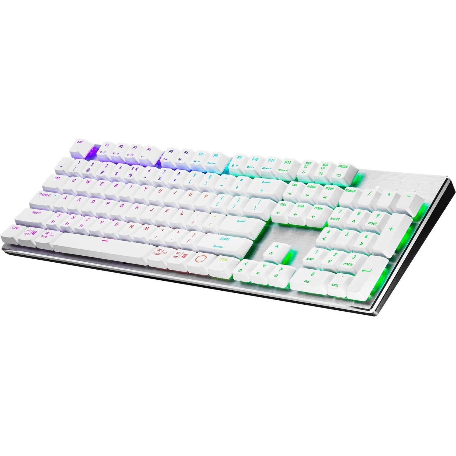 Cooler Master SK653 Gaming Keyboard - Wired/Wireless Connectivity - USB 2.0 Type A Interface - RGB LED - English (US) - Silver/White
