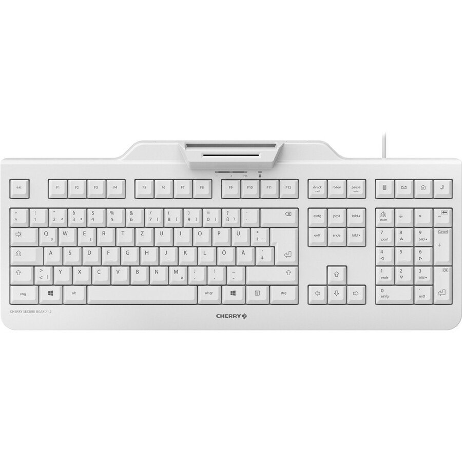 CHERRY SECURE BOARD 1.0 Keyboard - Cable Connectivity - USB Interface - French - AZERTY Layout - White Grey