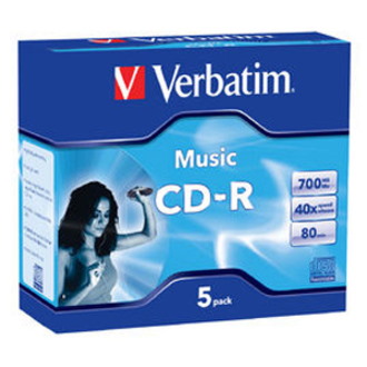 Verbatim CD Recordable Media - CD-R - 52x - 700 MB - 5 Pack Jewel Case