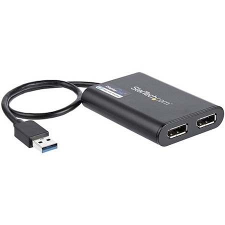 StarTech.com USB to Dual DisplayPort Adapter - 4K 60Hz - USB 3.0 5Gbps - USB Dual Monitor Adapter - Dual DisplayPort Adapter - DisplayLink Certified
