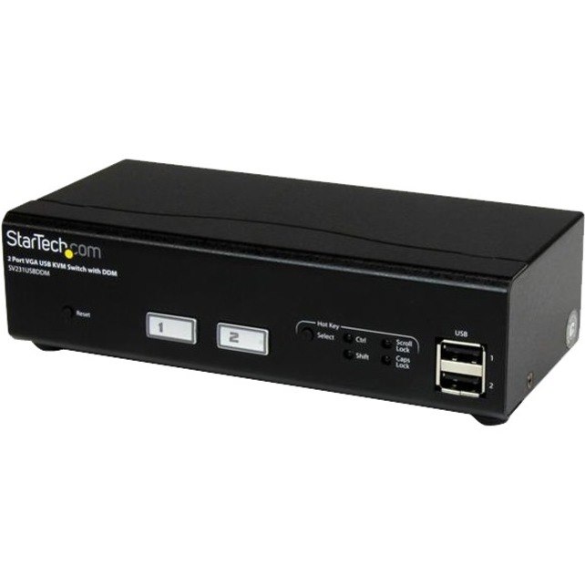 StarTech.com 2 Port USB VGA KVM Switch with DDM Fast Switching Technology and Cables