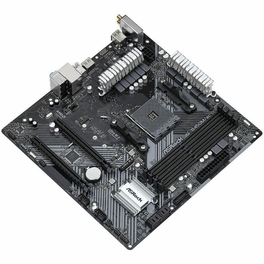 ASRock B450M/ac R2.0 Desktop Motherboard - AMD B450 Chipset - Socket AM4 - Micro ATX