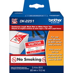 Brother DK2251 - Black/Red on White Continuous Length Paper Labels