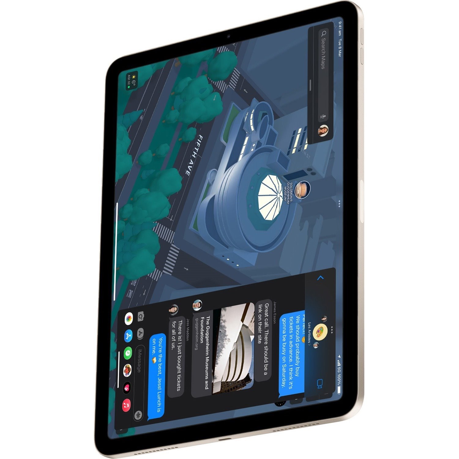 Apple iPad Air (5th Generation) Tablet - 10.9" - Apple M1 - 8 GB - 256 GB Storage - iPad OS - Starlight