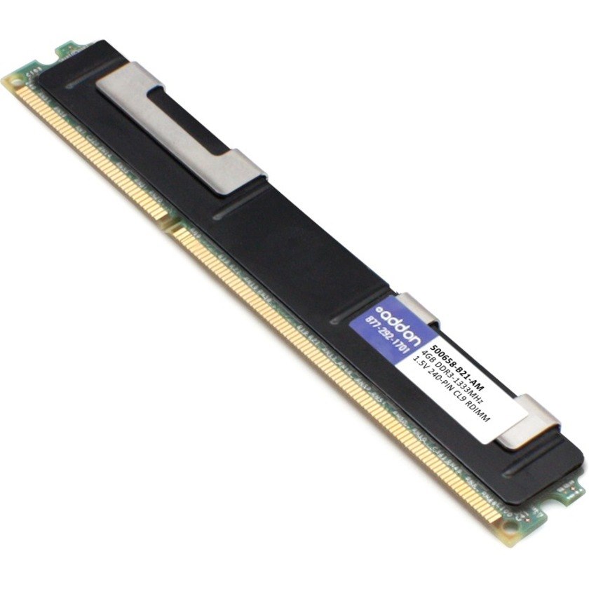 AddOn AM1333D3DRLPR/4G x1 HP 500658-B21 Compatible Factory Original 4GB DDR3-1333MHz Registered ECC Dual Rank 1.5V 240-pin CL9 RDIMM