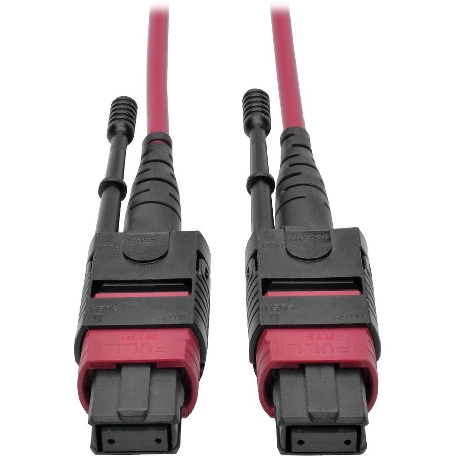 Eaton Tripp Lite Series 100G MTP/MPO Multimode OM4 Plenum-Rated Fiber Optic Cable (F/F), 12 Fiber, 40/100GBASE-SR4, Push/Pull Tabs, Magenta, 10 m