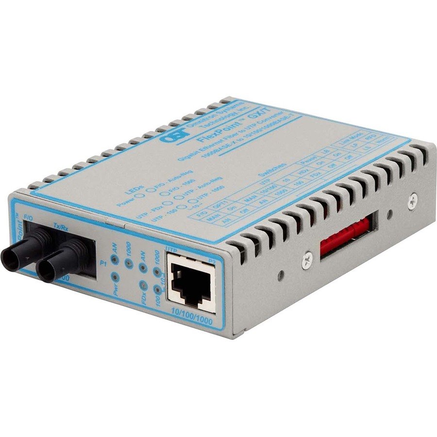 FlexPoint 10/100/1000 Gigabit Ethernet Fiber Media Converter RJ45 ST Multimode 550m