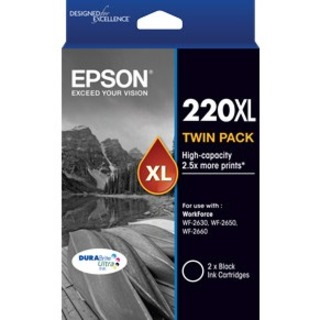 Epson DURABrite Ultra 220XL Original High Yield Inkjet Ink Cartridge - Twin-pack - Black - 2 Pack