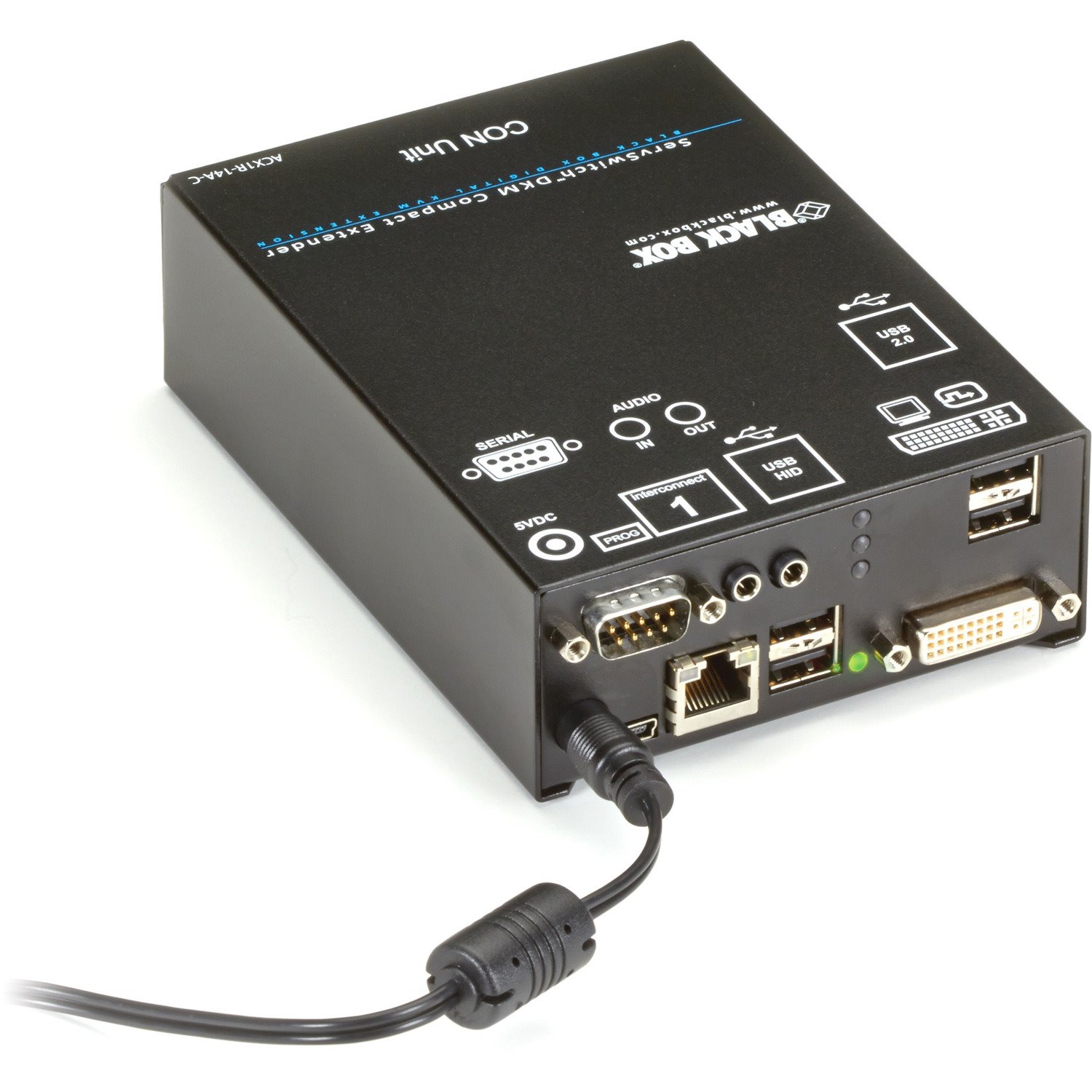 Black Box DKM FX Compact Receiver, CATx, DVI, USB, RS-232, Audio, And USB 2.0 At 36 Mbps