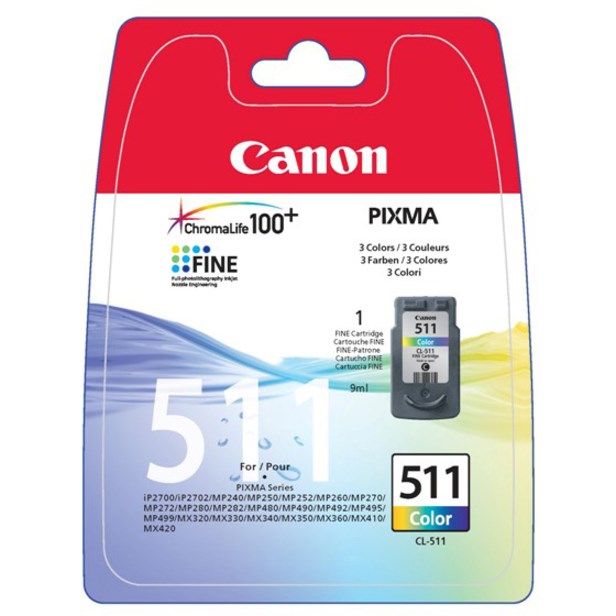 Canon CL-511 Original Inkjet Ink Cartridge - Cyan, Magenta, Yellow Pack