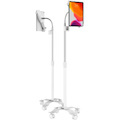 CTA Digital Compact Gooseneck Floor Stand for 7-13-Inch Tablets (White)