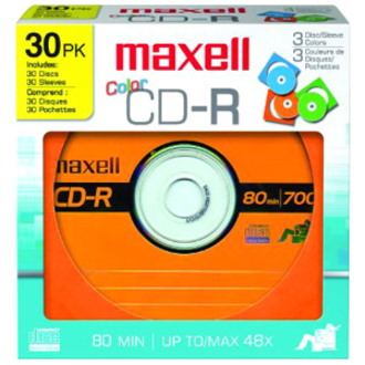 Maxell Designer CD Recordable Media - CD-R - 48x - 700 MB - 30 Pack Paper Sleeve