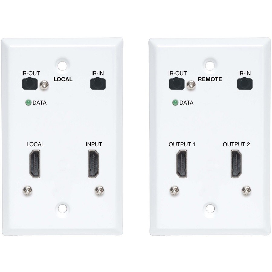 Eaton Tripp Lite Series HDMI over Cat6 Extender Kit, Wallplate, 4K 60Hz, HDR, Dual Output, IR, PoC, 230 ft., TAA